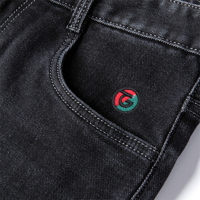 Blugi pentru bărbați Ruizhe Sheep, croială dreaptă lejeră, talie înaltă, amestec bumbac-fibra chimică (53% bumbac), pentru primăvară-toamnă, pantaloni casual-business