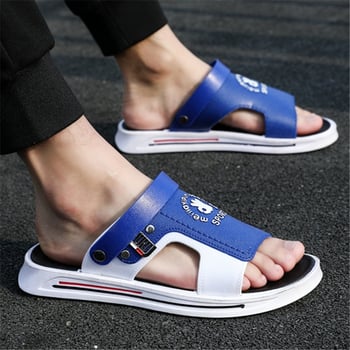 Șlapi de plajă pentru bărbați, stil coreean, talpă groasă cu cavitate, degete deschise, respirabile și antiderapante