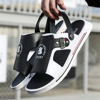 Șlapi de plajă pentru bărbați, stil coreean, talpă groasă cu cavitate, degete deschise, respirabile și antiderapante