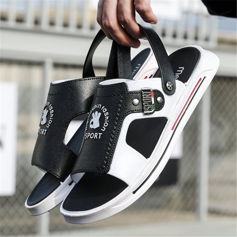 Șlapi de plajă pentru bărbați, stil coreean, talpă groasă cu cavitate, degete deschise, respirabile și antiderapante