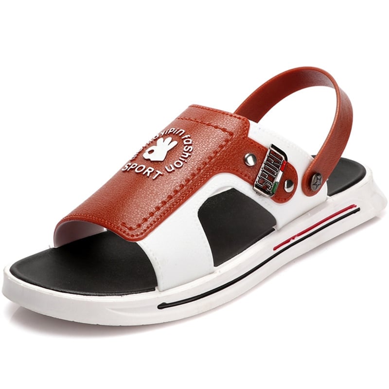 Șlapi de plajă pentru bărbați, stil coreean, talpă groasă cu cavitate, degete deschise, respirabile și antiderapante