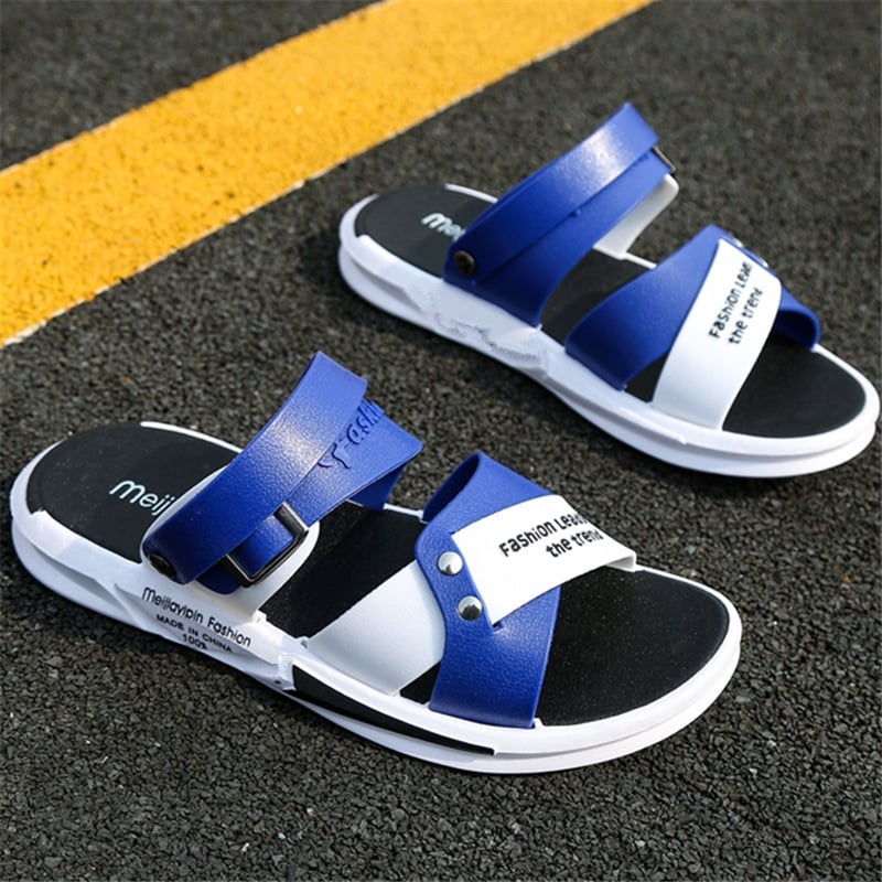 Șlapi de plajă pentru bărbați, stil coreean, talpă groasă cu cavitate, degete deschise, respirabile și antiderapante