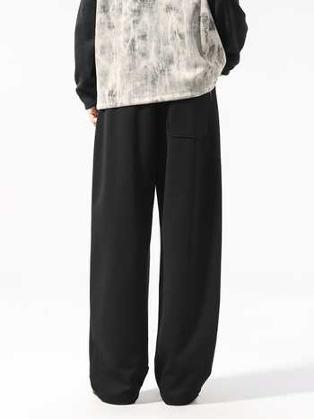 Férfiak számára lazán illeszkedő sportos nadrág, magas derékkal, hosszú, poliészter-pamut-elasztán keverék, lélegző és nedvességelvezető