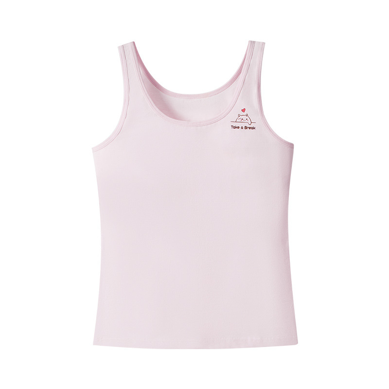 Pamuk tank-top za djevojčice za prvi stupanj razvoja, puni košarica, čvrste dvostruke naramenice