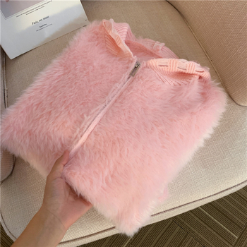 Kötött kardigán cipzárral, vast poliészter kötés, hosszú ujjú, nőies stílus