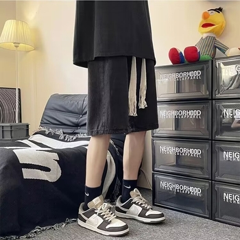 Muške traper kratke hlače - labav kroj, srednja duljina, lagane, CVC tkanina, hongkonški stil