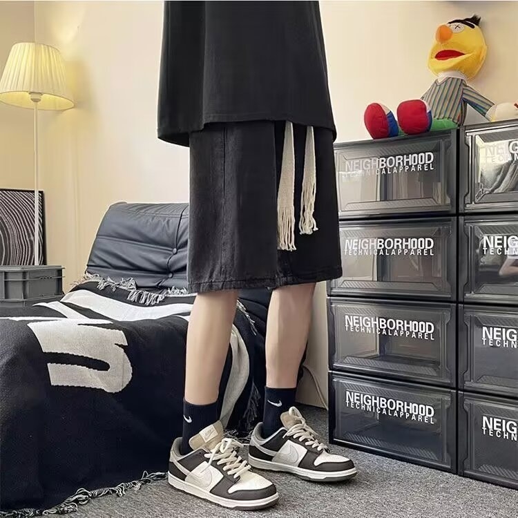 Muške traper kratke hlače - labav kroj, srednja duljina, lagane, CVC tkanina, hongkonški stil