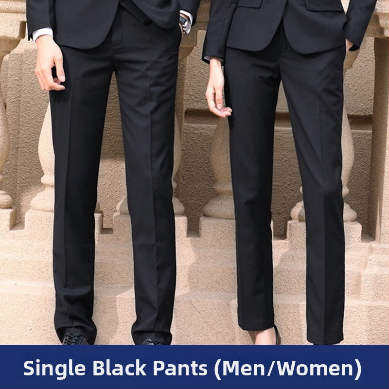 Costum unisex de afaceri, croi Slim, guler stand, țesătură din amestec de bumbac