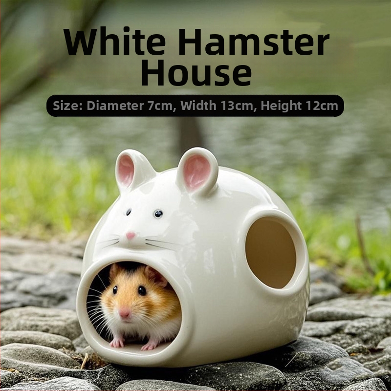 Hamster sklonište: keramička kamen kućica sa zlatnom svilenom prostirkom i hlađenim iglom