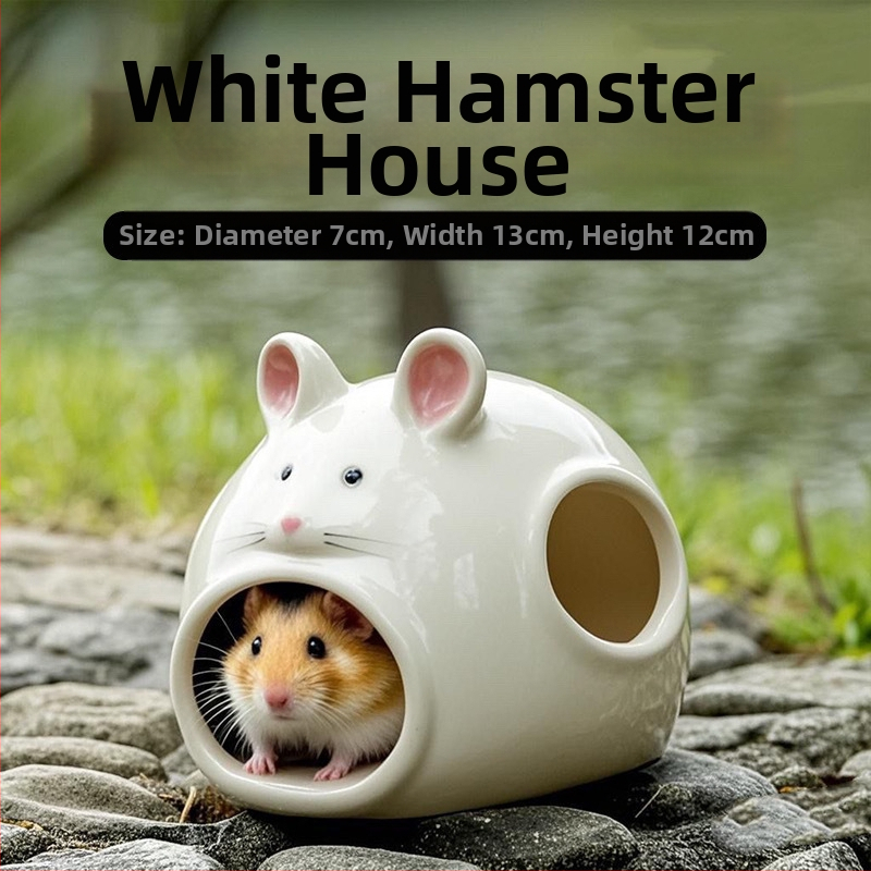 Hamster sklonište: keramička kamen kućica sa zlatnom svilenom prostirkom i hlađenim iglom