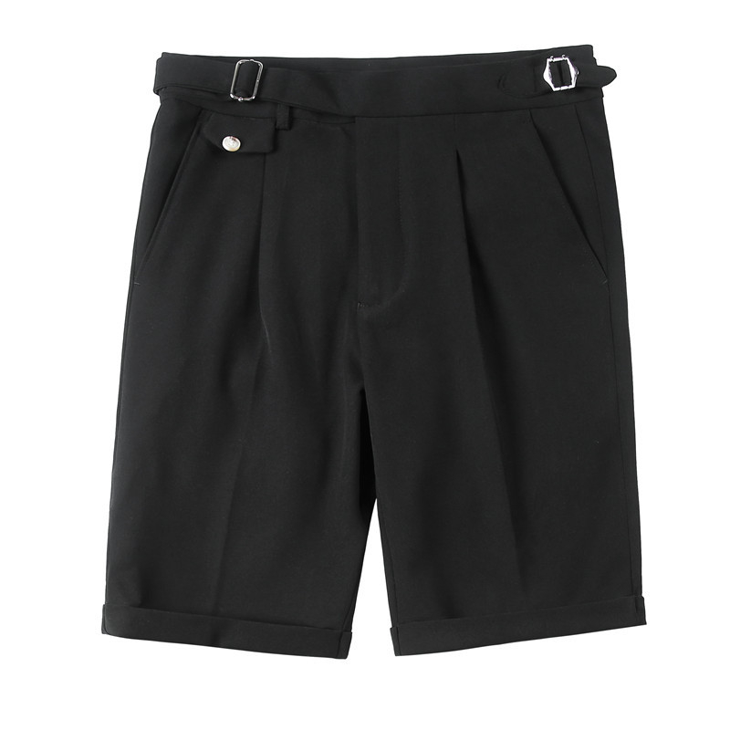 Muške ljetne casual kratke hlače s pojasom, kontrastne boje, neapolskog stila, slim-fit, bijele