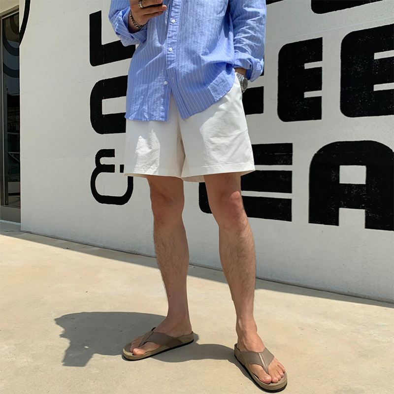Férfi laza szabású rövidnadrág, koreai stílus, mikroelasztikus, nyári viselet