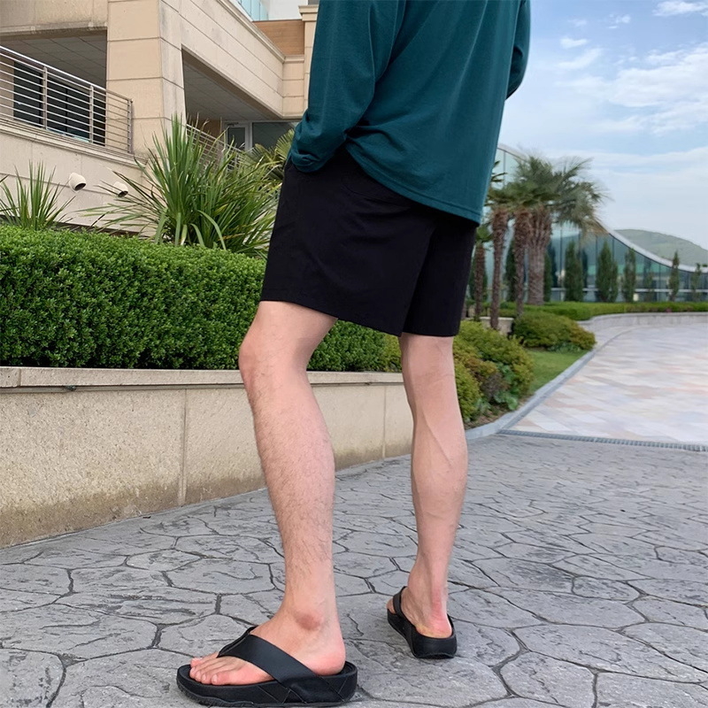 Férfi laza szabású rövidnadrág, koreai stílus, mikroelasztikus, nyári viselet