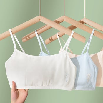 Pamut gyerekeknek készült lányoknak – mellény-stílusú fehérnemű, teljes kosár, rögzített dupla vállpántok, lélegző és kényelmes 6–12 éves korig