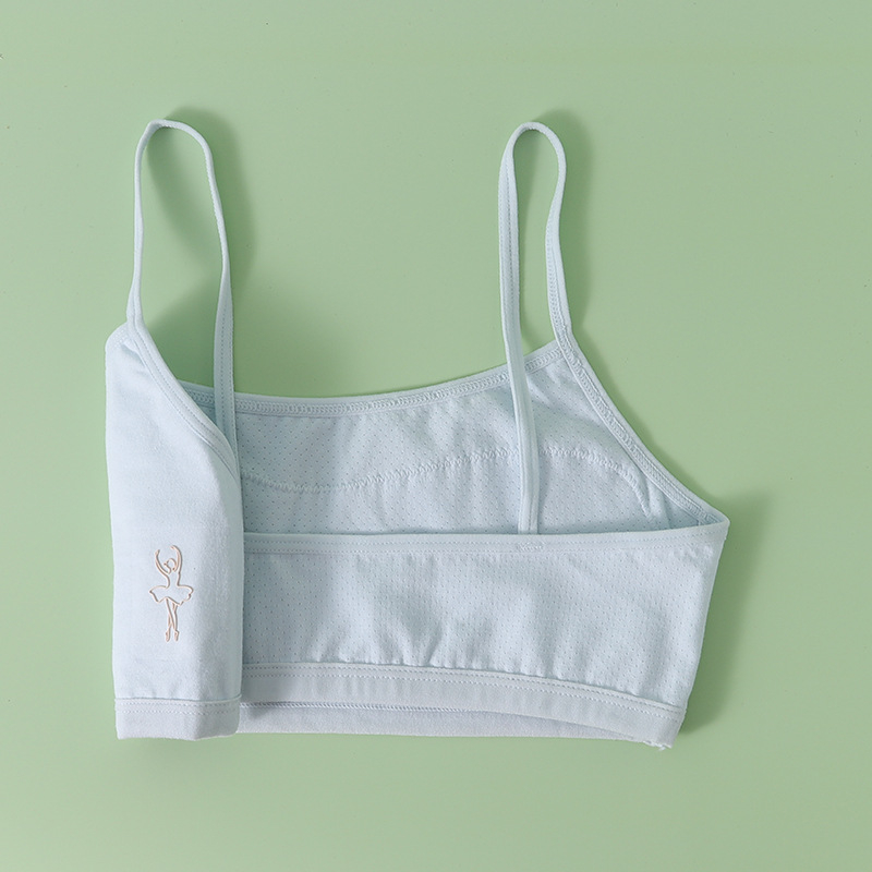 Pamut gyerekeknek készült lányoknak – mellény-stílusú fehérnemű, teljes kosár, rögzített dupla vállpántok, lélegző és kényelmes 6–12 éves korig