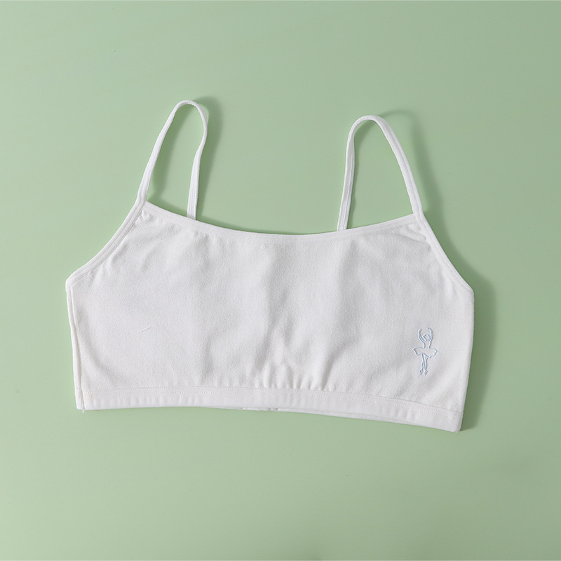 Pamut gyerekeknek készült lányoknak – mellény-stílusú fehérnemű, teljes kosár, rögzített dupla vállpántok, lélegző és kényelmes 6–12 éves korig