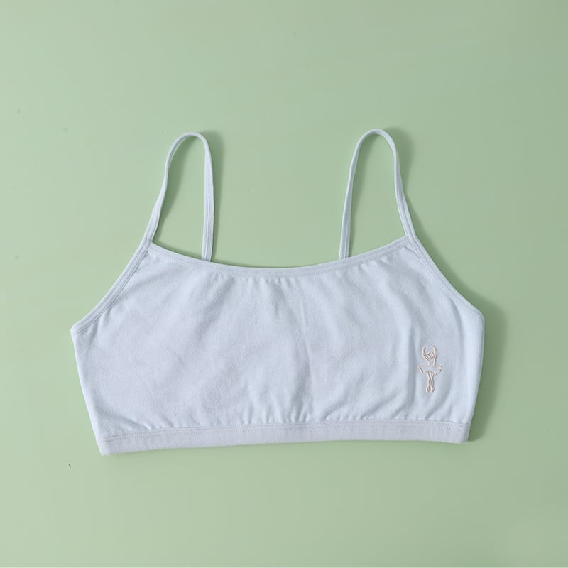 Pamut gyerekeknek készült lányoknak – mellény-stílusú fehérnemű, teljes kosár, rögzített dupla vállpántok, lélegző és kényelmes 6–12 éves korig