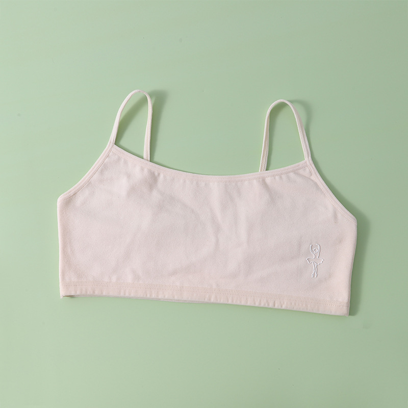 Pamut gyerekeknek készült lányoknak – mellény-stílusú fehérnemű, teljes kosár, rögzített dupla vállpántok, lélegző és kényelmes 6–12 éves korig