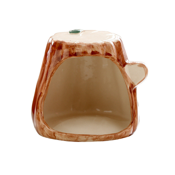 Kerámiából készült hörcsög ház, fa üreg imitációval, kerek alakú, vízálló, belső használatra