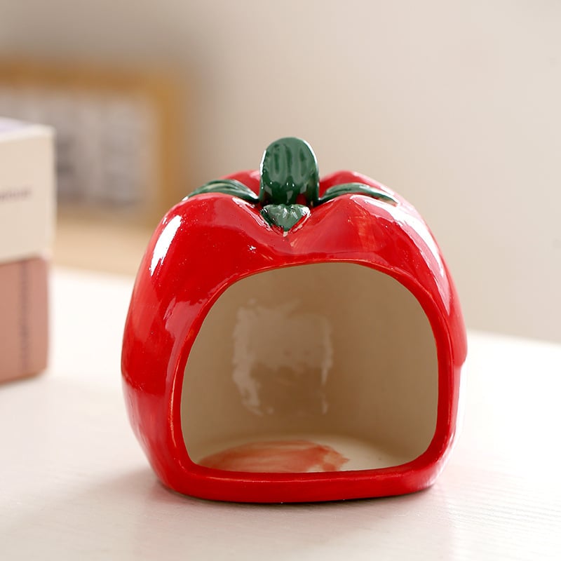 Kerámiából készült hörcsög ház, fa üreg imitációval, kerek alakú, vízálló, belső használatra