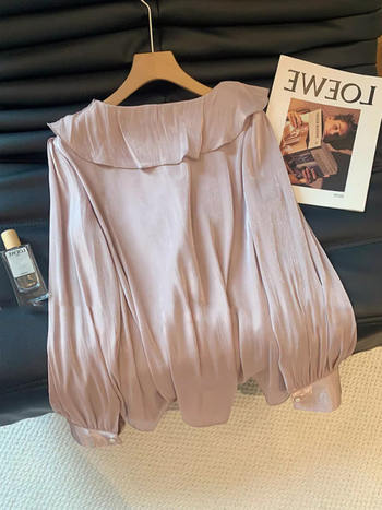 Šifonska bluza s V-izrezom, dugi rukavi, ležerni kroj, elegantan stil