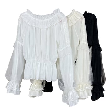 Lolita top s lampastim rukavima, dugi rukavi, okrugli izrez, labav kroj