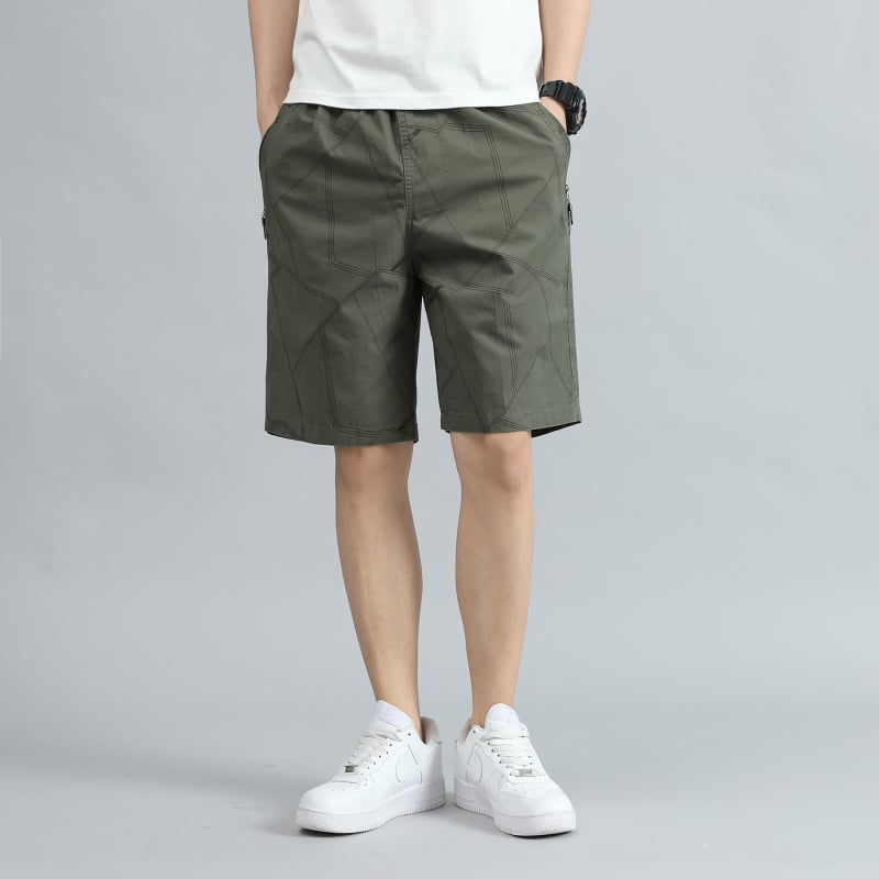 Șorturi de vară pentru bărbați, cu fermoare la buzunare, 100% bumbac, model camuflaj, croială lejeră
