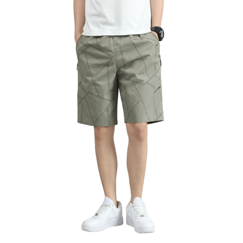 Șorturi de vară pentru bărbați, cu fermoare la buzunare, 100% bumbac, model camuflaj, croială lejeră