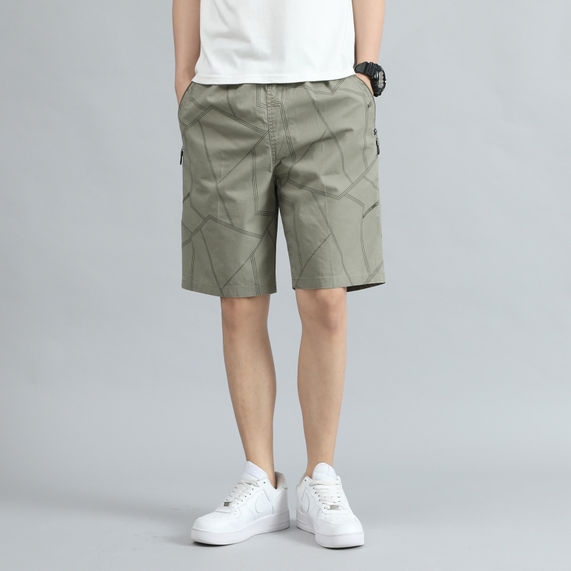 Șorturi de vară pentru bărbați, cu fermoare la buzunare, 100% bumbac, model camuflaj, croială lejeră