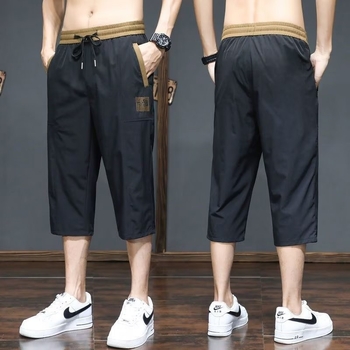 Muške krojene sportske hlače s elastičnim pojasom, brzo sušeći Ice Silk, korejski stil