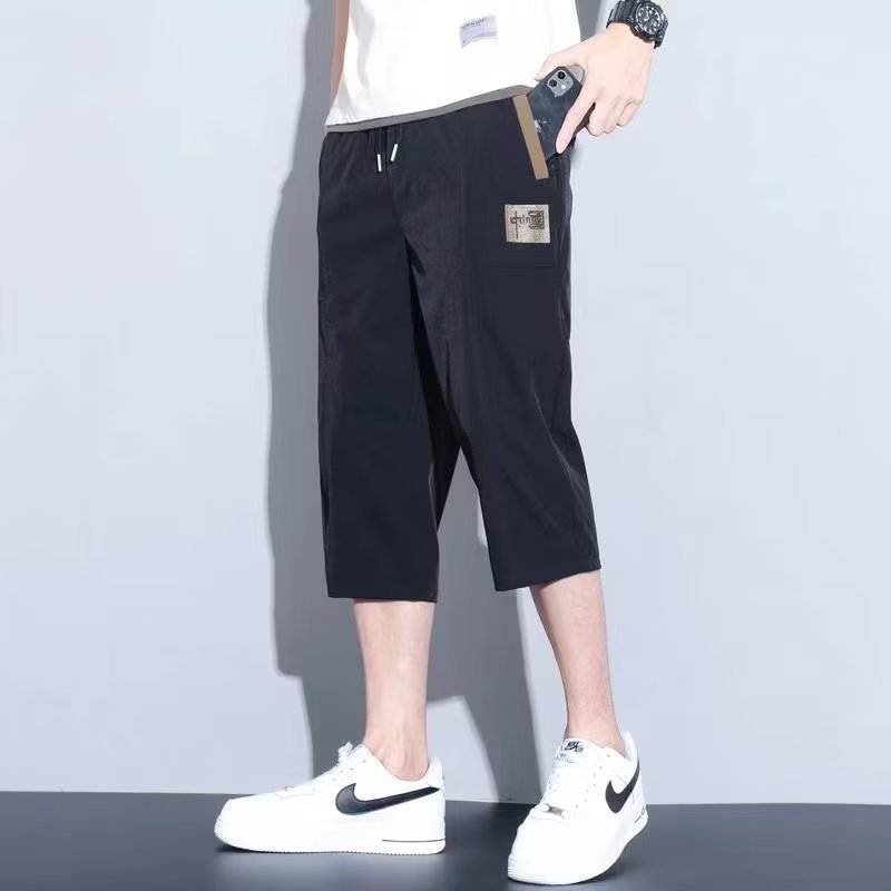 Muške krojene sportske hlače s elastičnim pojasom, brzo sušeći Ice Silk, korejski stil