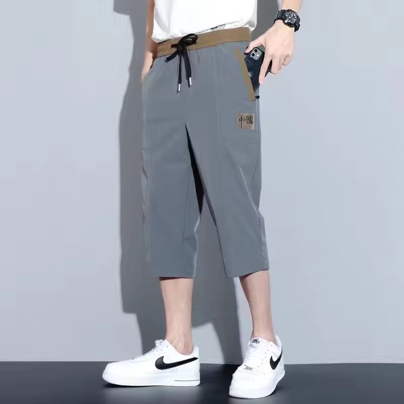 Muške krojene sportske hlače s elastičnim pojasom, brzo sušeći Ice Silk, korejski stil