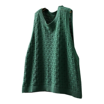 Ženska žakardna pletena vesta – V izrez, poliester tkanina, poliester punjenje, kapuljača, A-linija, duljina 50–65 cm