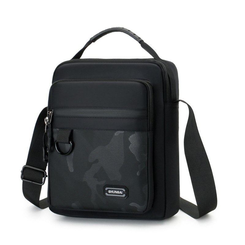 Muška crossbody torba - urbani minimalistički stil, najlon, otpornost na habanje, kontrastni uzorak, podstava od poliestera