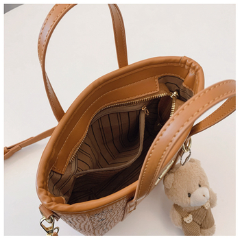 Ženska crossbody torba – tiskan uzorak, PU materijal, velika zapremina, horizontalni kvadratni oblik, zatvarač