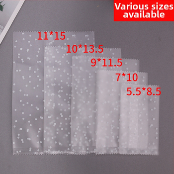 Pungă de ambalare pentru produse de panificație cu model de puncte și fulgi de zăpadă; imprimare gravură; sigilare automată; material compozit; brand Jirui