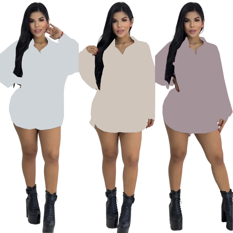 Ženska šifonska košulja-haljina s polo ovratnikom, uski kroj, 3D uzorak, 90–95% spandex