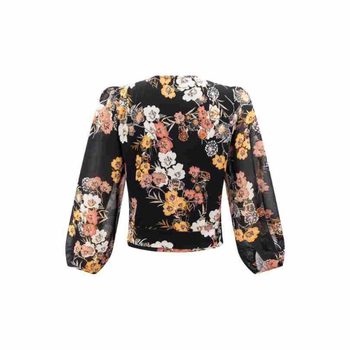 Cămașă cu decolteu în V, mâneci cu croială tip felinar, șnur încrucișat în față, material poliester-spandex, croială regular