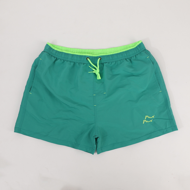 Șorturi de plajă pentru bărbați, uscare rapidă, lungime 3/4 cu căptușire, model monocrom, țesătură poliester