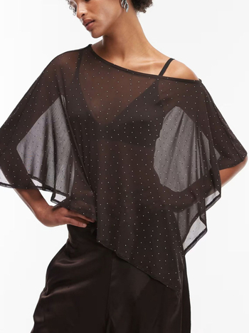 Chiffon top s opuštenim krojem, kosim ovratnikom, rukavi s listom lotosa, dugi rukavi, bez glačanja, standardna duljina