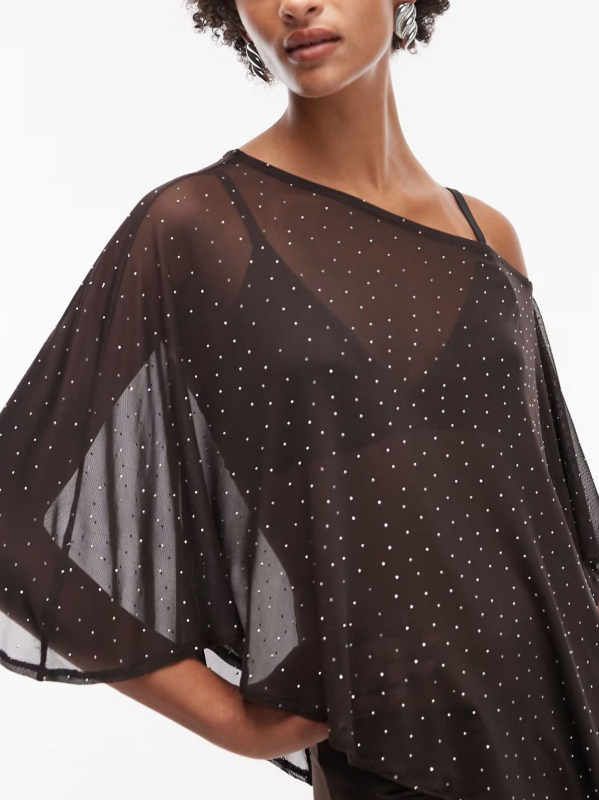 Chiffon top s opuštenim krojem, kosim ovratnikom, rukavi s listom lotosa, dugi rukavi, bez glačanja, standardna duljina