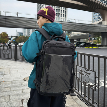 Nylon ruksak unisex, 20–35 L, zakrivljeni kaiševi, pretinac za prijenosno, zaštita kralježnice