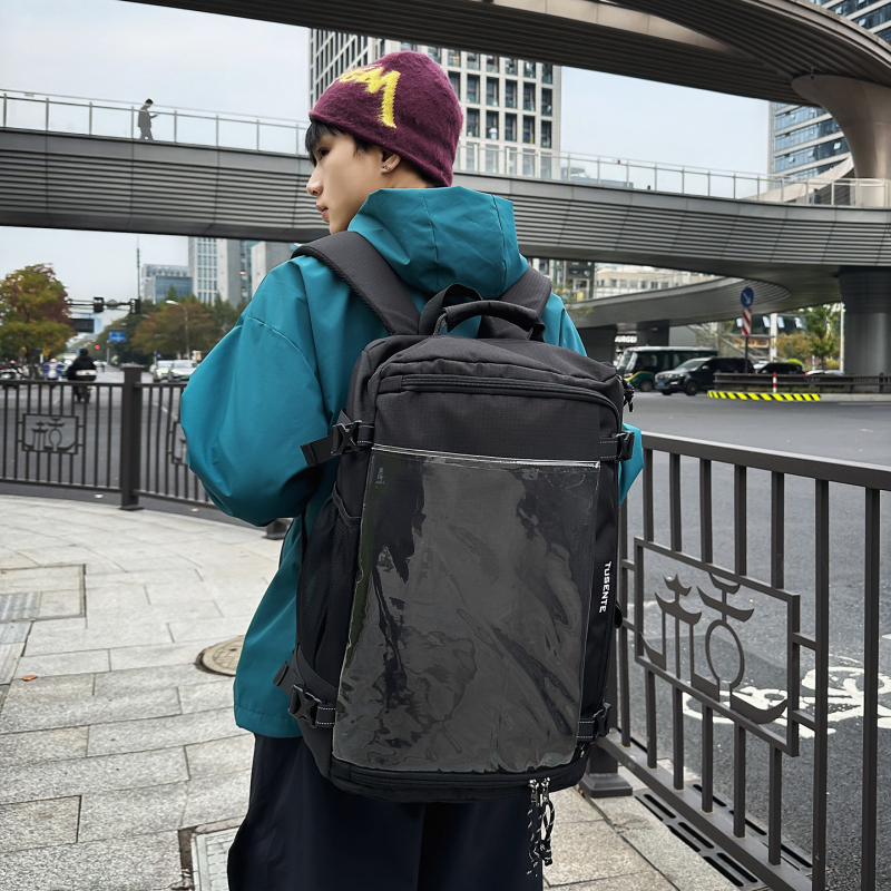 Nylon ruksak unisex, 20–35 L, zakrivljeni kaiševi, pretinac za prijenosno, zaštita kralježnice
