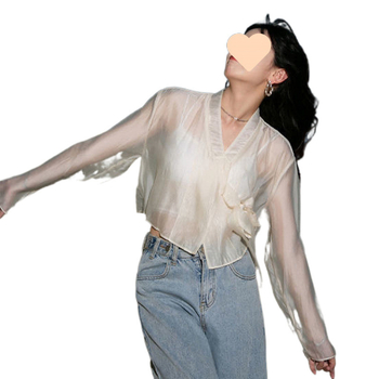 Modal kardigán Feifei hosszú ujjúval, álló gallér, absztrakt minta, A-vonalú siluett