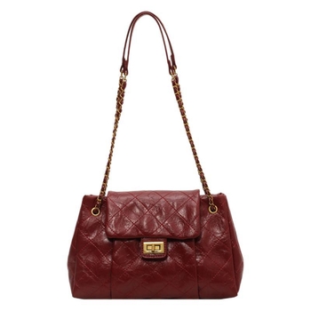 Casual retro torba preko ramena s lancem za žene — PU materijal • vodoravni kvadratni oblik • poliester podstava • zatvoren otvor