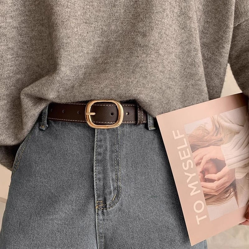 Ženski PU kožni kaiš, kopča od legure, kopča na pin, ležeran stil, moderan gradski stil