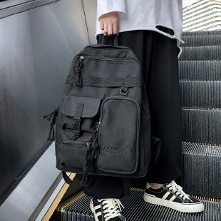 Muški PU ruksak, 20–35L, gradski minimalistički stil, podstava od platna, zakrivljeni rameni remen