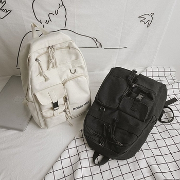 Muški PU ruksak, 20–35L, gradski minimalistički stil, podstava od platna, zakrivljeni rameni remen