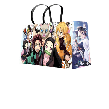 Geantă de carton alb, în stil desen animat, cu laminare offset, ideală ca geantă cadou; sprijină mărci private licențiate