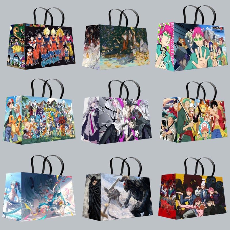 Geantă de carton alb, în stil desen animat, cu laminare offset, ideală ca geantă cadou; sprijină mărci private licențiate